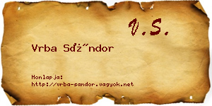 Vrba Sándor névjegykártya