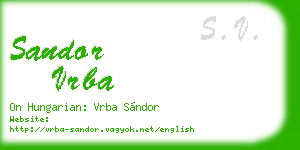 sandor vrba business card