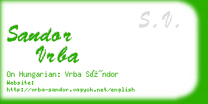 sandor vrba business card